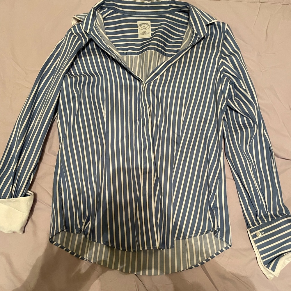 White and blue stripe button up